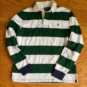 Polo by Ralph Lauren Striped Rugby Shirt in Green and White